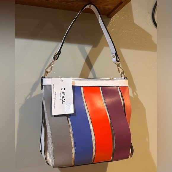 CHEVAL Genuine Leather Color Block Woven Hobo Shoulder Bag - Picture 11 of 11